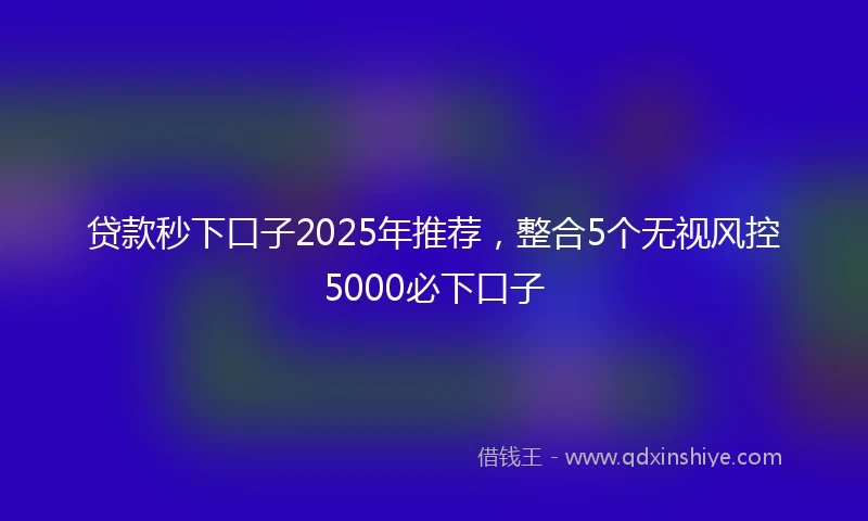 贷款秒下口子2025年推荐，整合5个无视风控5000必下口子