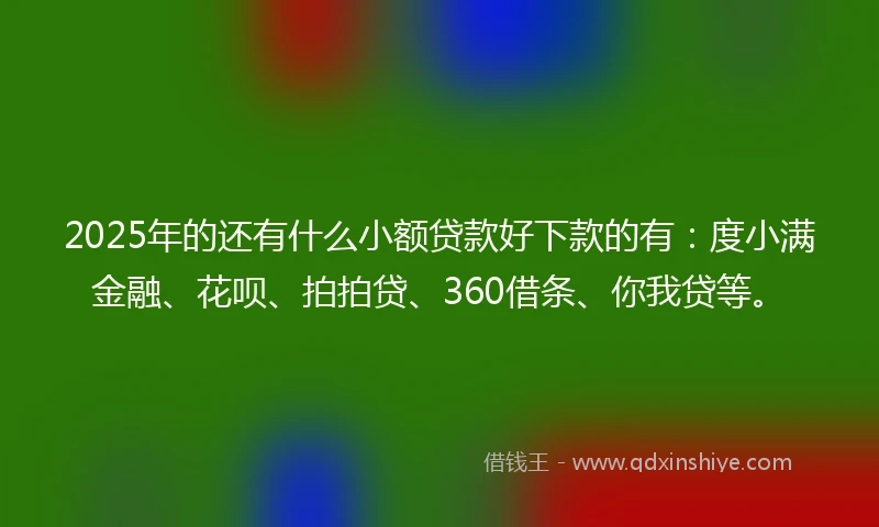 2025年的还有什么小额贷款好下款的有:度小满金融、花呗、拍拍贷、360借条、你我贷等。