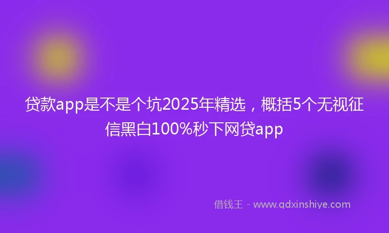 贷款app是不是个坑2025年精选，概括5个无视征信黑白100%秒下网贷app