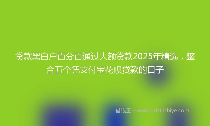 贷款黑白户百分百通过大额贷款2025年精选，整合五个凭支付宝花呗贷款的口子