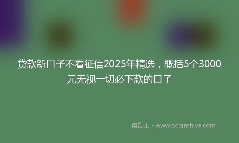 贷款新口子不看征信2025年精选，概括5个3000元无视一切必下款的口子
