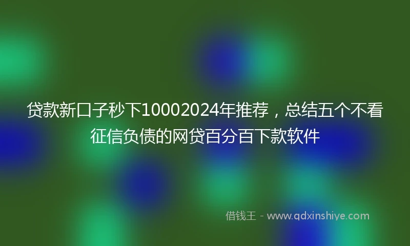 贷款新口子秒下10002024年推荐，总结五个不看征信负债的网贷百分百下款软件