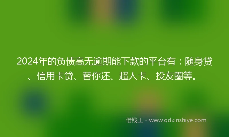 2024年的负债高无逾期能下款的平台有：随身贷、信用卡贷、替你还、超人卡、投友圈等。