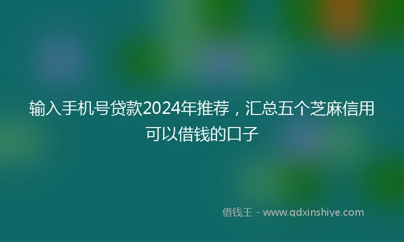 输入手机号贷款2024年推荐，汇总五个芝麻信用可以借钱的口子