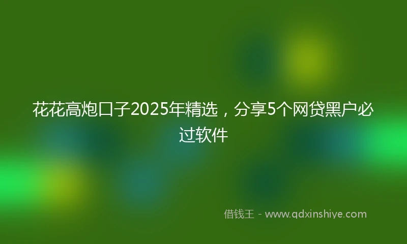 花花高炮口子2025年精选，分享5个网贷黑户必过软件