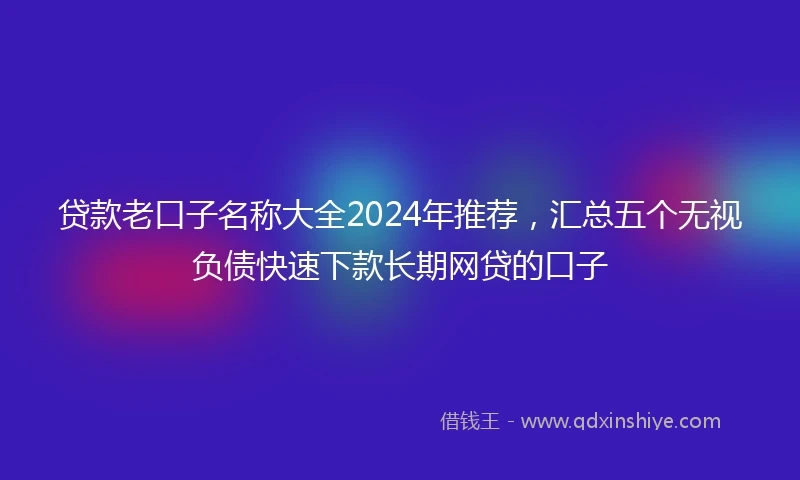 贷款老口子名称大全2024年推荐，汇总五个无视负债快速下款长期网贷的口子