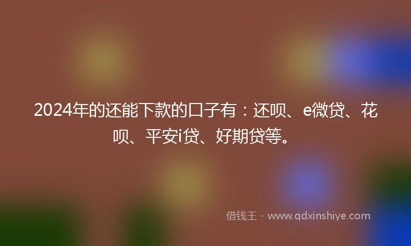 2024年的还能下款的口子有：还呗、e微贷、花呗、平安i贷、好期贷等。