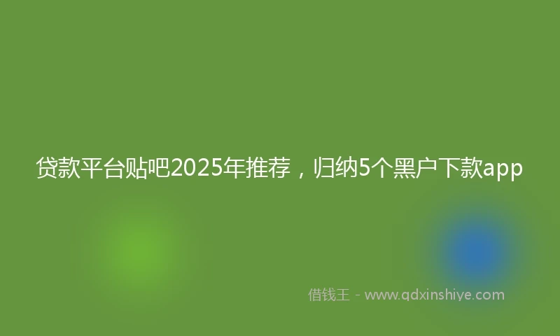 贷款平台贴吧2025年推荐，归纳5个黑户下款app