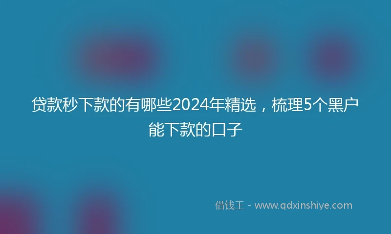贷款秒下款的有哪些2024年精选，梳理5个黑户能下款的口子