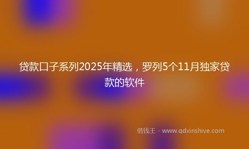 贷款口子系列2025年精选，罗列5个11月独家贷款的软件
