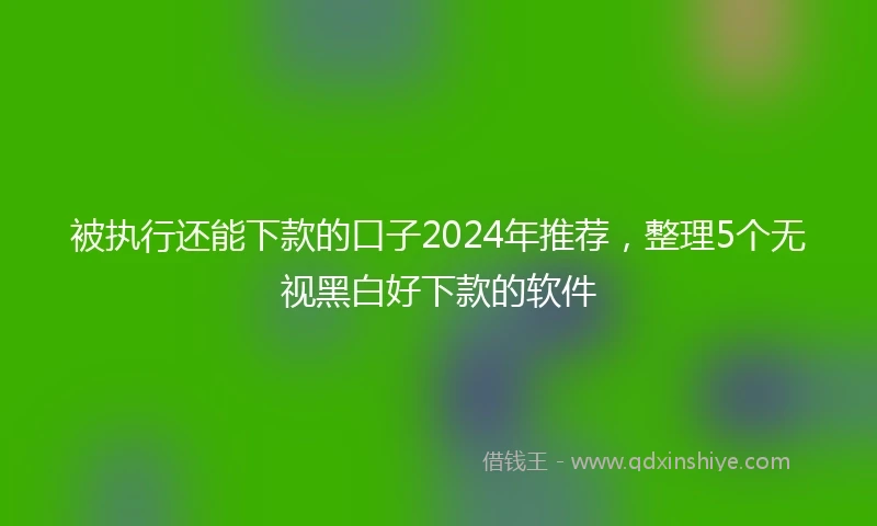 被执行还能下款的口子2024年推荐，整理5个无视黑白好下款的软件