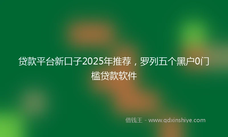 贷款平台新口子2025年推荐，罗列五个黑户0门槛贷款软件