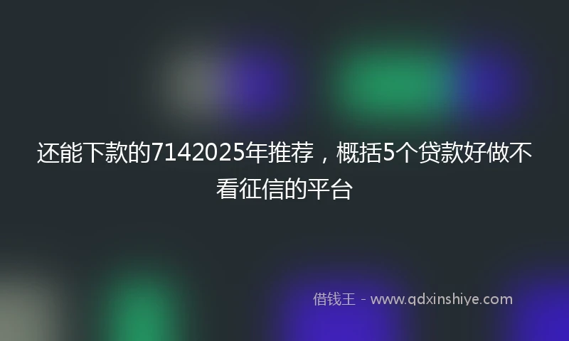 还能下款的7142025年推荐，概括5个贷款好做不看征信的平台