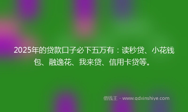 2025年的贷款口子必下五万有：读秒贷、小花钱包、融逸花、我来贷、信用卡贷等。
