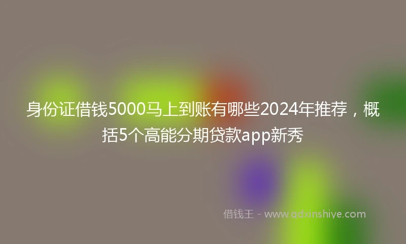 身份证借钱5000马上到账有哪些2024年推荐，概括5个高能分期贷款app新秀