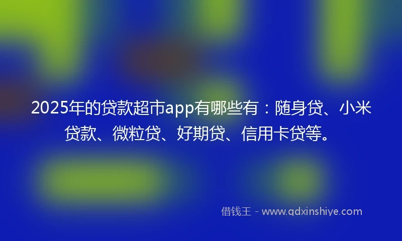 2025年的贷款超市app有哪些有：随身贷、小米贷款、微粒贷、好期贷、信用卡贷等。