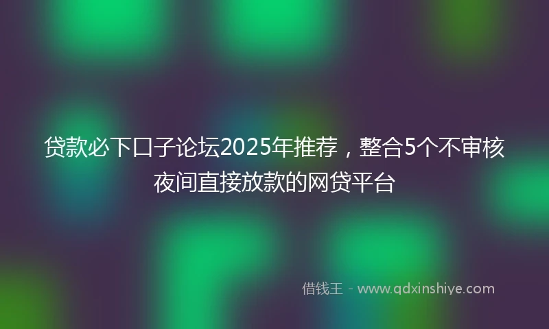 贷款必下口子论坛2025年推荐，整合5个不审核夜间直接放款的网贷平台