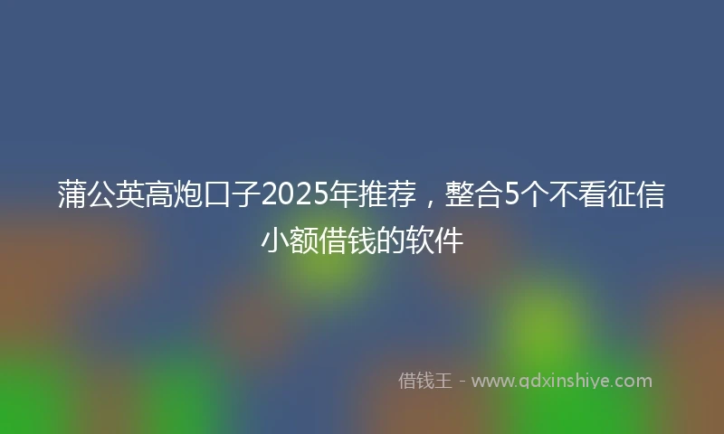 蒲公英高炮口子2025年推荐，整合5个不看征信小额借钱的软件