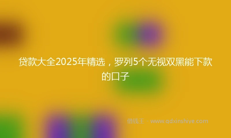 贷款大全2025年精选,罗列5个无视双黑能下款的口子