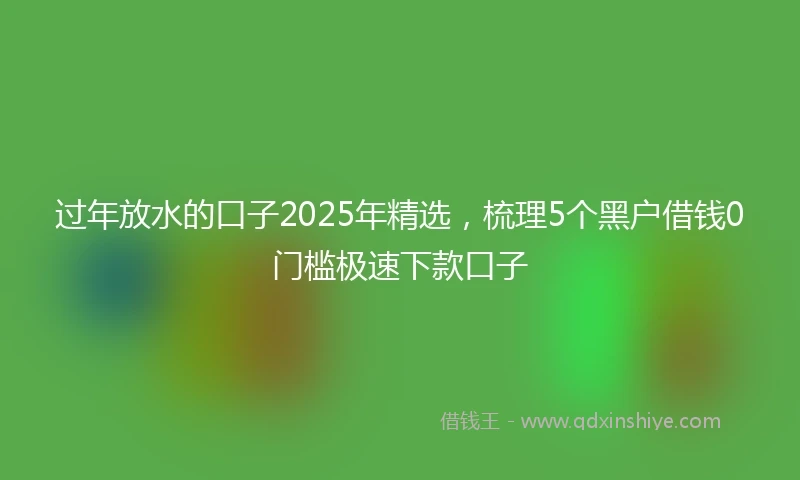 过年放水的口子2025年精选，梳理5个黑户借钱0门槛极速下款口子