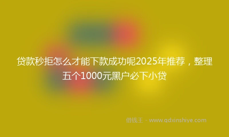 贷款秒拒怎么才能下款成功呢2025年推荐，整理五个1000元黑户必下小贷