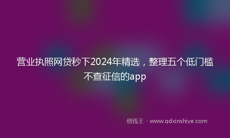 营业执照网贷秒下2024年精选，整理五个低门槛不查征信的app