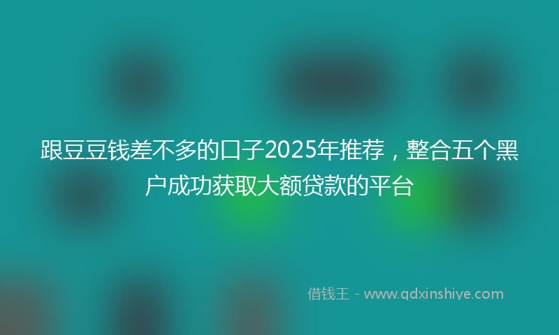 跟豆豆钱差不多的口子2025年推荐，整合五个黑户成功获取大额贷款的平台