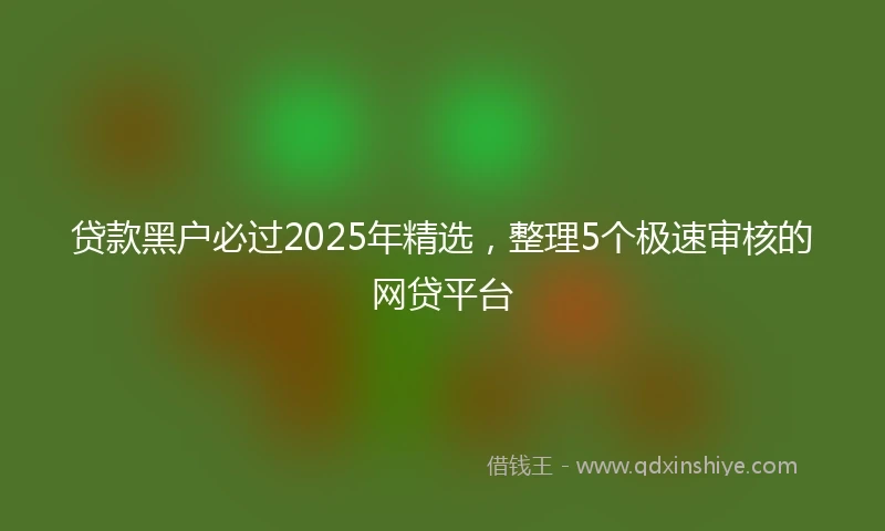 贷款黑户必过2025年精选，整理5个极速审核的网贷平台