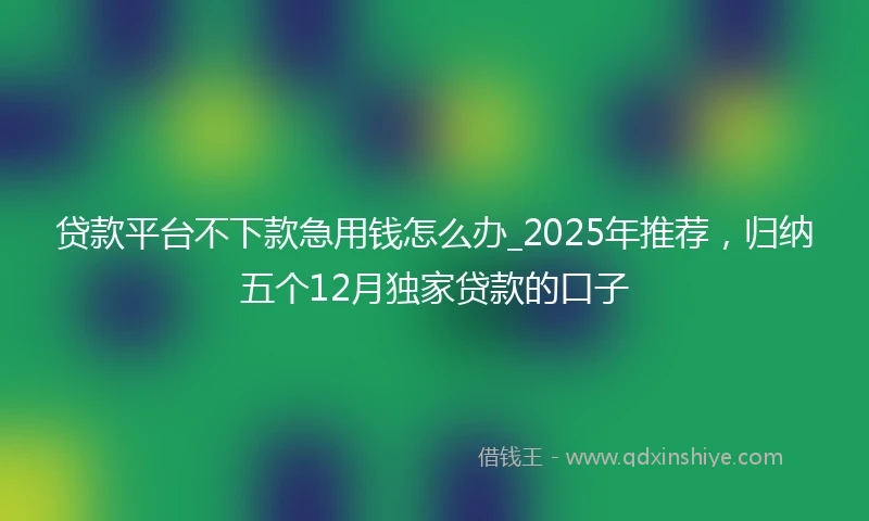 贷款平台不下款急用钱怎么办_2025年推荐，归纳五个12月独家贷款的口子