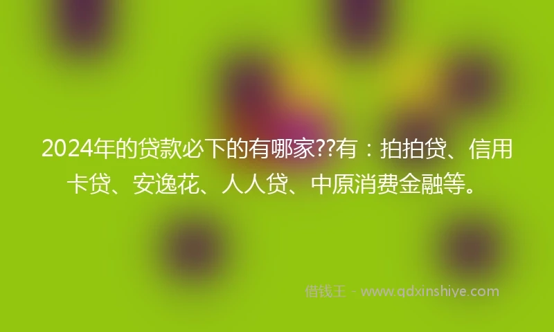 2024年的贷款必下的有哪家??有:拍拍贷、信用卡贷、安逸花、人人贷、中原消费金融等。