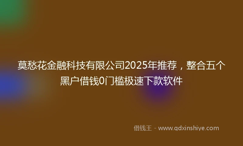 莫愁花金融科技有限公司2025年推荐，整合五个黑户借钱0门槛极速下款软件