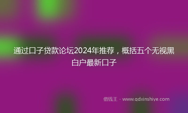 通过口子贷款论坛2024年推荐，概括五个无视黑白户最新口子