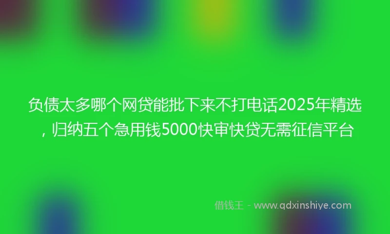 负债太多哪个网贷能批下来不打电话2025年精选，归纳五个急用钱5000快审快贷无需征信平台