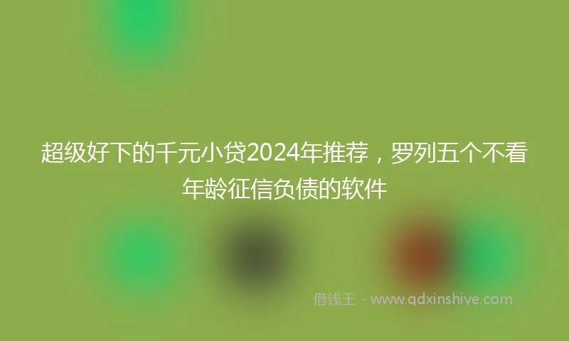 超级好下的千元小贷2024年推荐,罗列五个不看年龄征信负债的软件