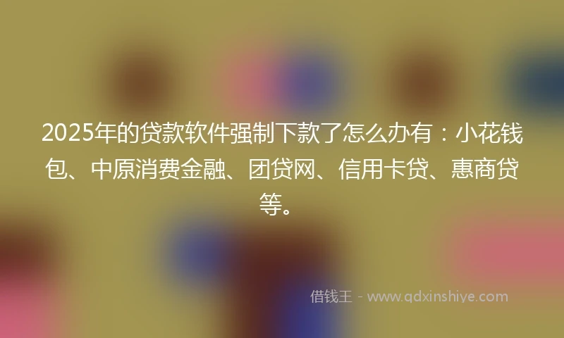 2025年的贷款软件强制下款了怎么办有:小花钱包、中原消费金融、团贷网、信用卡贷、惠商贷等。