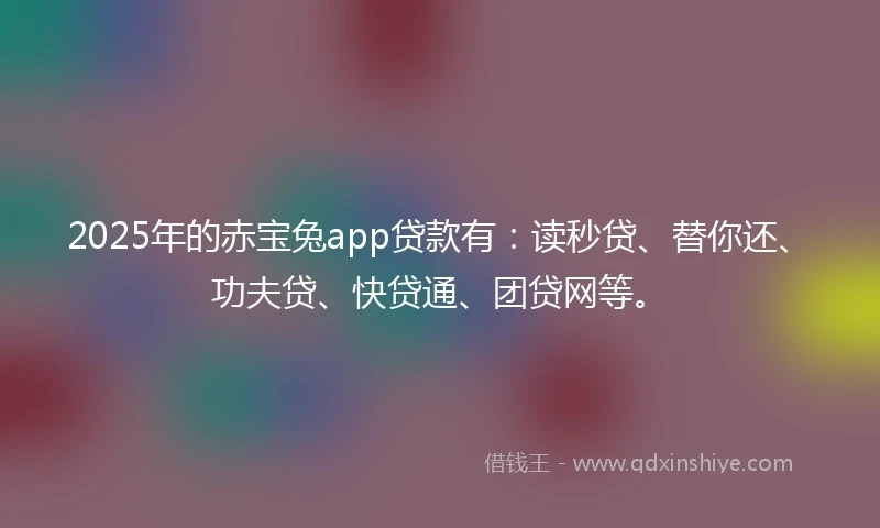 2025年的赤宝兔app贷款有：读秒贷、替你还、功夫贷、快贷通、团贷网等。