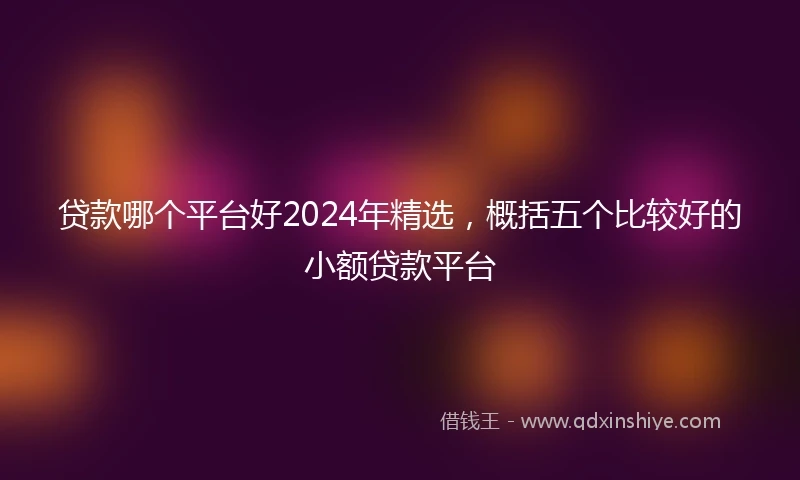 贷款哪个平台好2024年精选，概括五个比较好的小额贷款平台