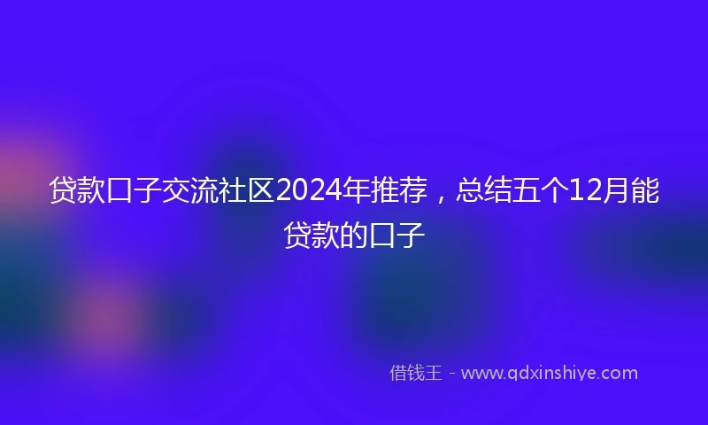 贷款口子交流社区2024年推荐，总结五个12月能贷款的口子
