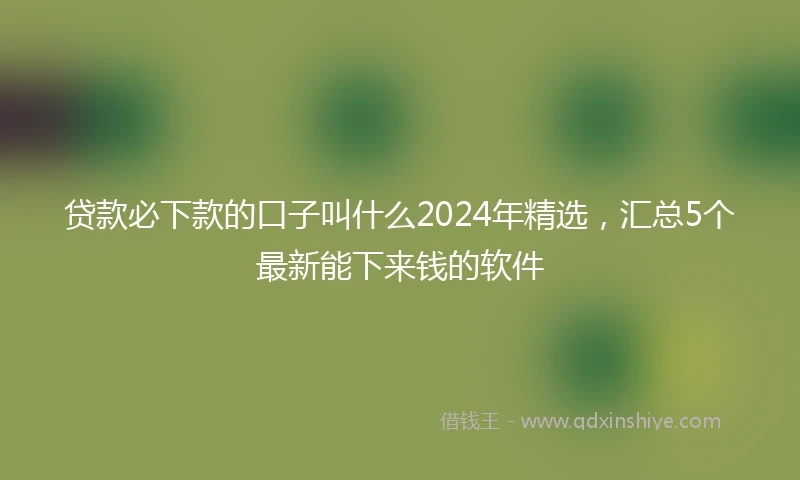 贷款必下款的口子叫什么2024年精选，汇总5个最新能下来钱的软件