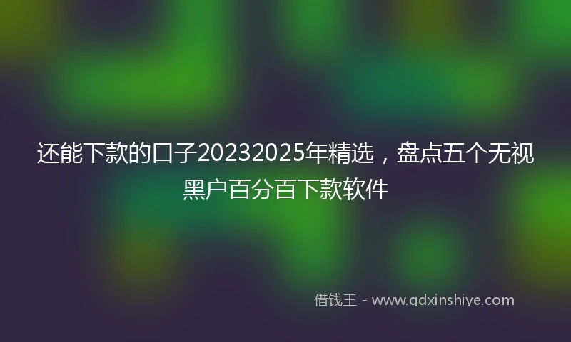 还能下款的口子20232025年精选，盘点五个无视黑户百分百下款软件
