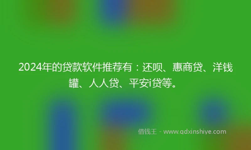 2024年的贷款软件推荐有：还呗、惠商贷、洋钱罐、人人贷、平安i贷等。