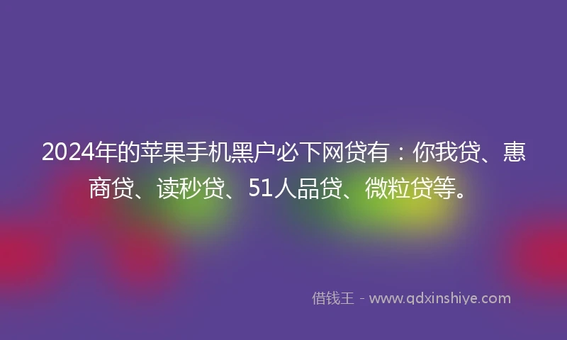 2024年的苹果手机黑户必下网贷有：你我贷、惠商贷、读秒贷、51人品贷、微粒贷等。