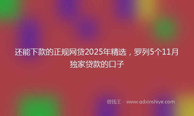 还能下款的正规网贷2025年精选，罗列5个11月独家贷款的口子