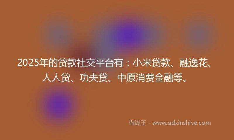 2025年的贷款社交平台有：小米贷款、融逸花、人人贷、功夫贷、中原消费金融等。