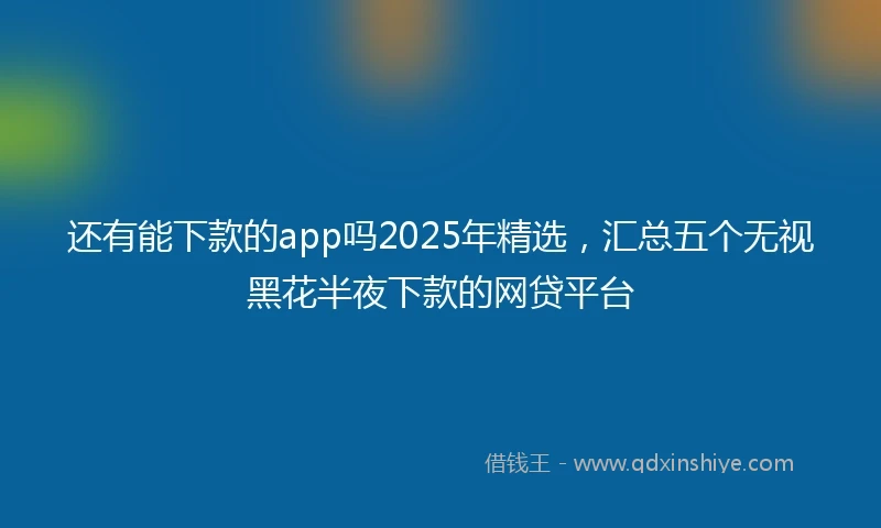 还有能下款的app吗2025年精选，汇总五个无视黑花半夜下款的网贷平台