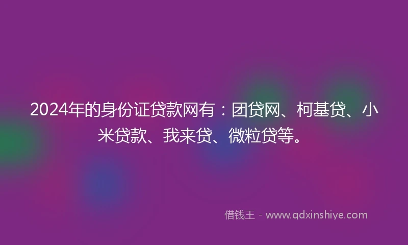 2024年的身份证贷款网有：团贷网、柯基贷、小米贷款、我来贷、微粒贷等。