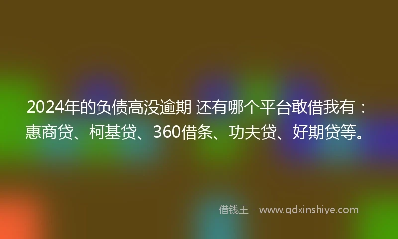 2024年的负债高没逾期 还有哪个平台敢借我有：惠商贷、柯基贷、360借条、功夫贷、好期贷等。