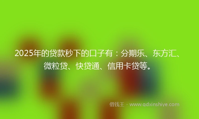 2025年的贷款秒下的口子有：分期乐、东方汇、微粒贷、快贷通、信用卡贷等。