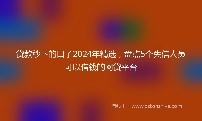 贷款秒下的口子2024年精选，盘点5个失信人员可以借钱的网贷平台