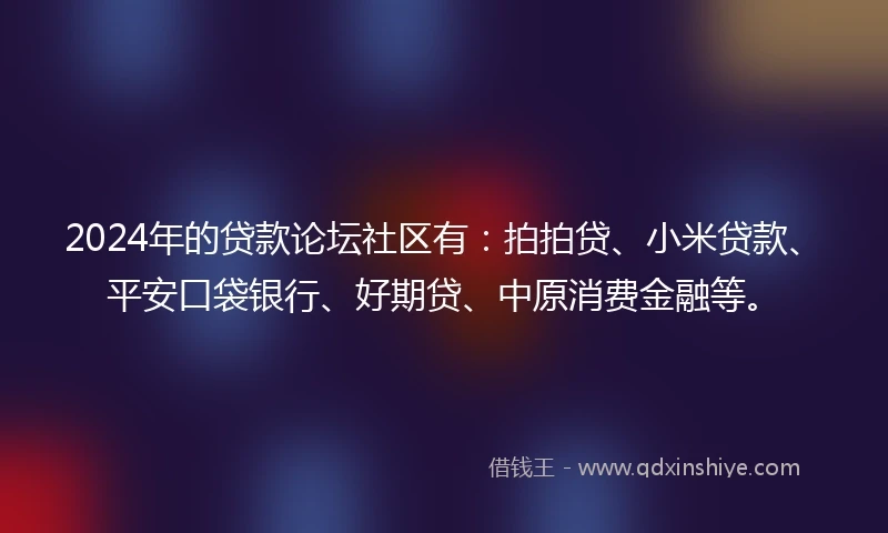 2024年的贷款论坛社区有：拍拍贷、小米贷款、平安口袋银行、好期贷、中原消费金融等。